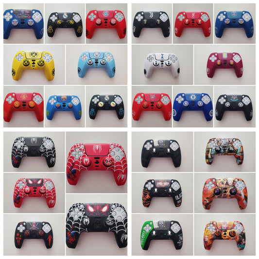 Coque de protection silicone pour manette PS5 Dualsense + 2 grips + 1 sticker | 27 modèles au choix